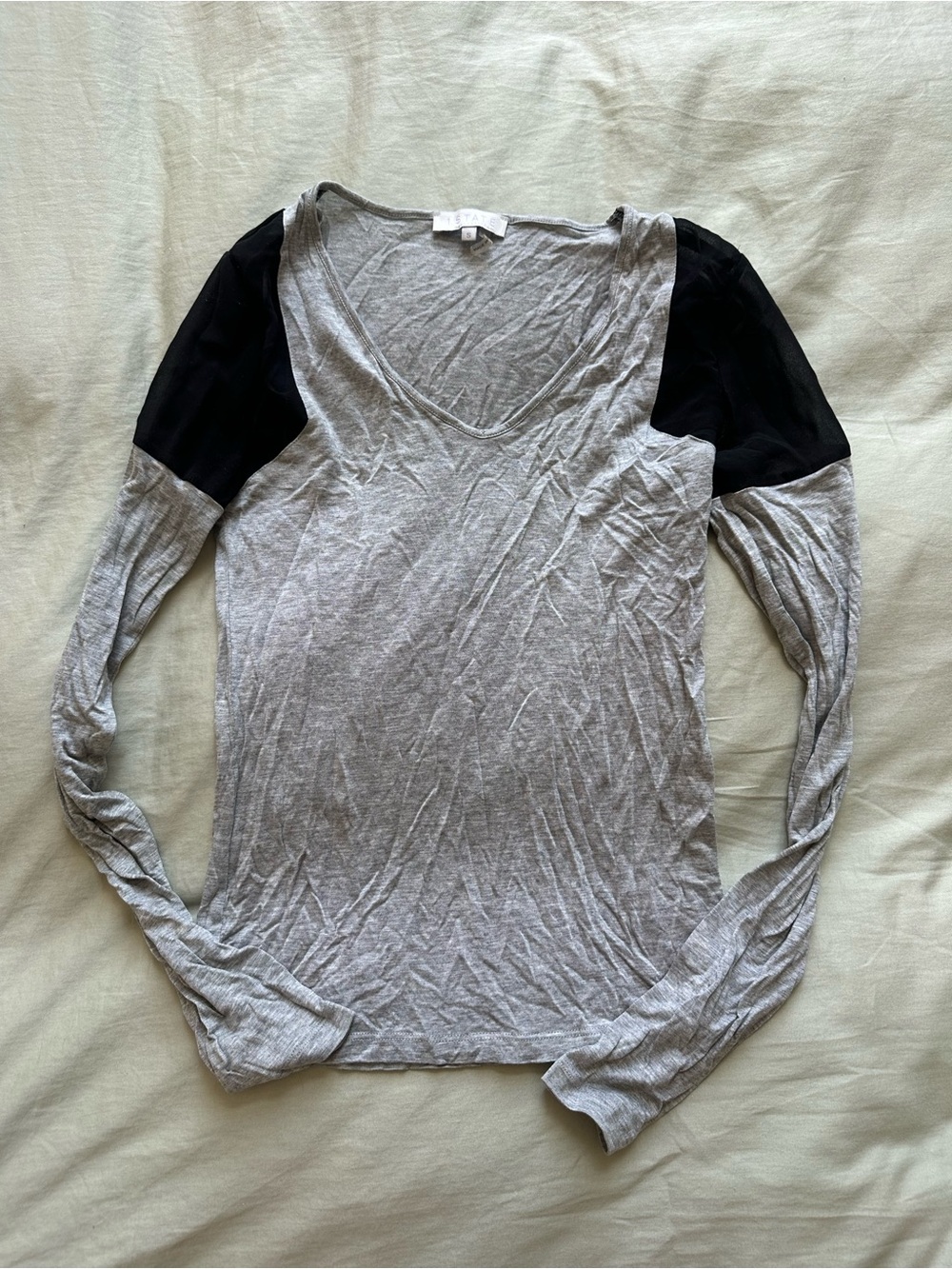 1. State Gray and Black Long-Sleeve V-Neck Top